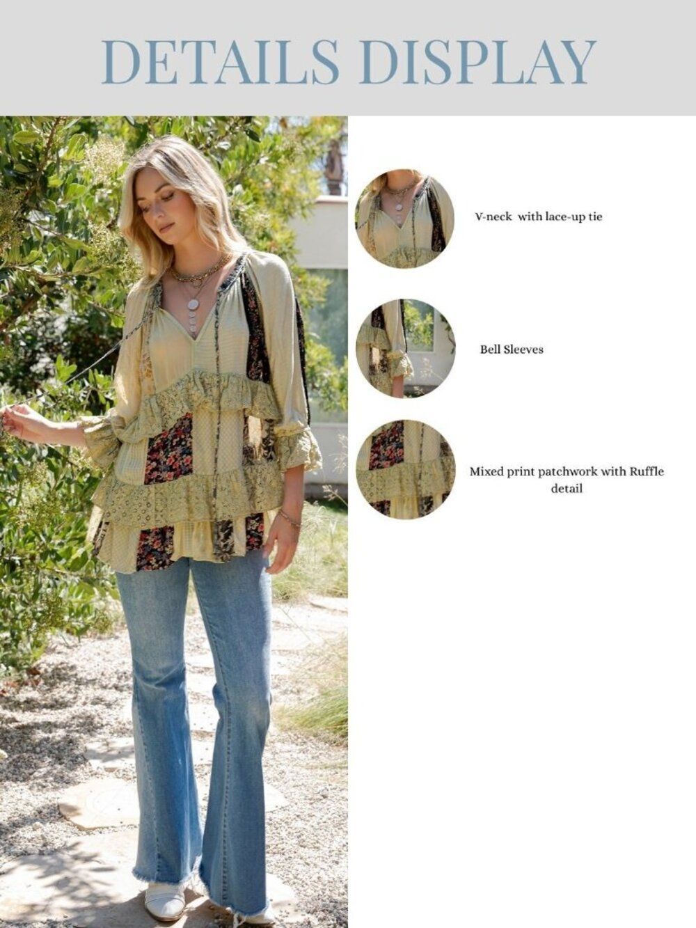 Young Threads Boho Ruffle Detail Pheasant Top Size M - Picture 7 of 7